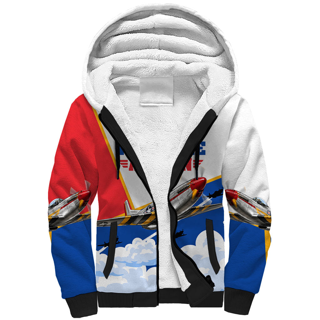 Personalized Tuskegee Airmen Sherpa Hoodie Expect To Win P-51 Mustang Patriotic Aviation Art