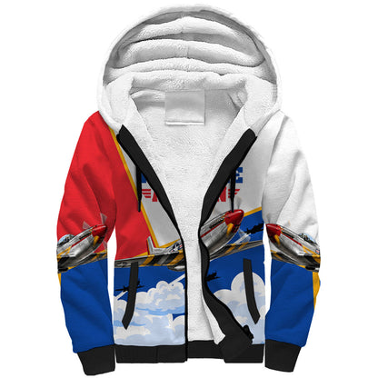 Personalized Tuskegee Airmen Sherpa Hoodie Expect To Win P-51 Mustang Patriotic Aviation Art