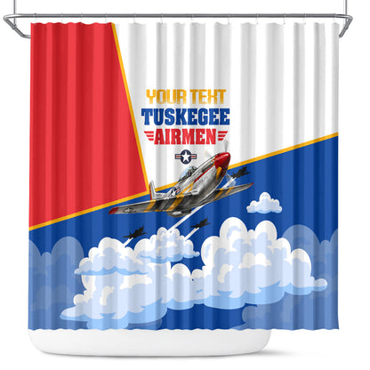 Personalized Tuskegee Airmen Shower Curtain Expect To Win P-51 Mustang Patriotic Aviation Art
