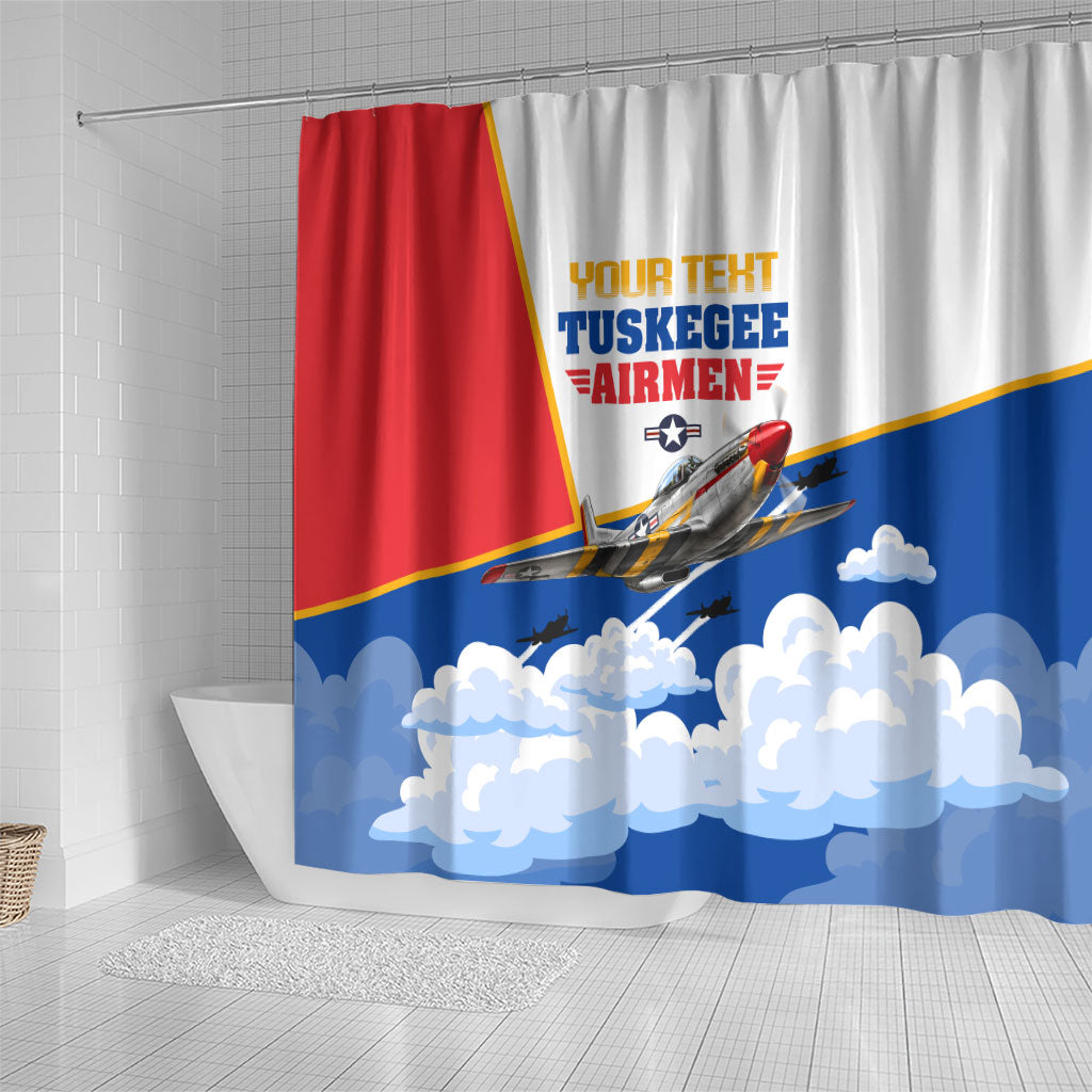 Personalized Tuskegee Airmen Shower Curtain Expect To Win P-51 Mustang Patriotic Aviation Art
