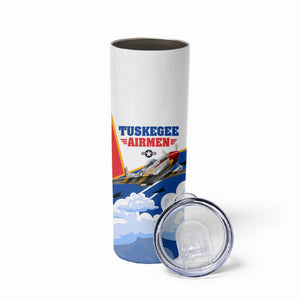 Personalized Tuskegee Airmen Skinny Tumbler Expect To Win P-51 Mustang Patriotic Aviation Art