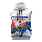 Personalized Tuskegee Airmen Sleeveless Zip Hoodie Expect To Win P-51 Mustang Patriotic Aviation Art