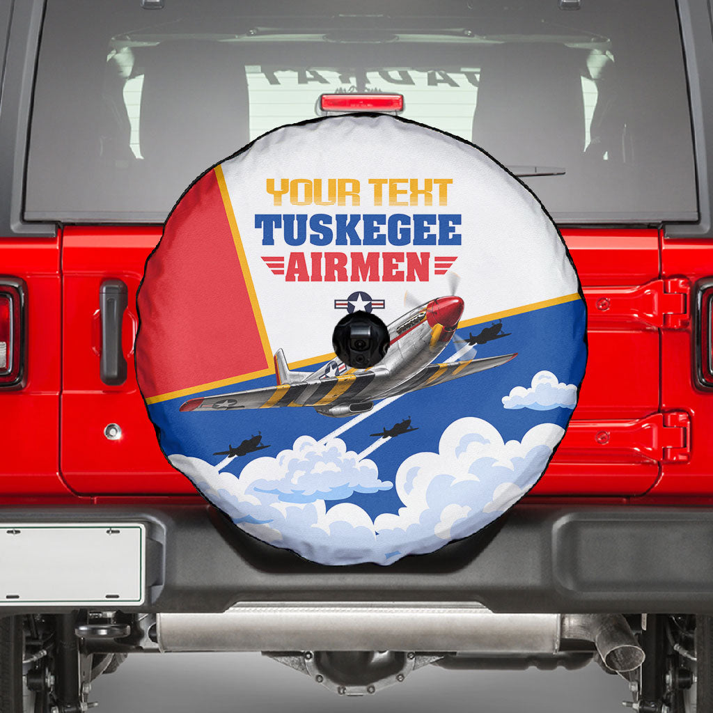 Personalized Tuskegee Airmen Spare Tire Cover Expect To Win P-51 Mustang Patriotic Aviation Art