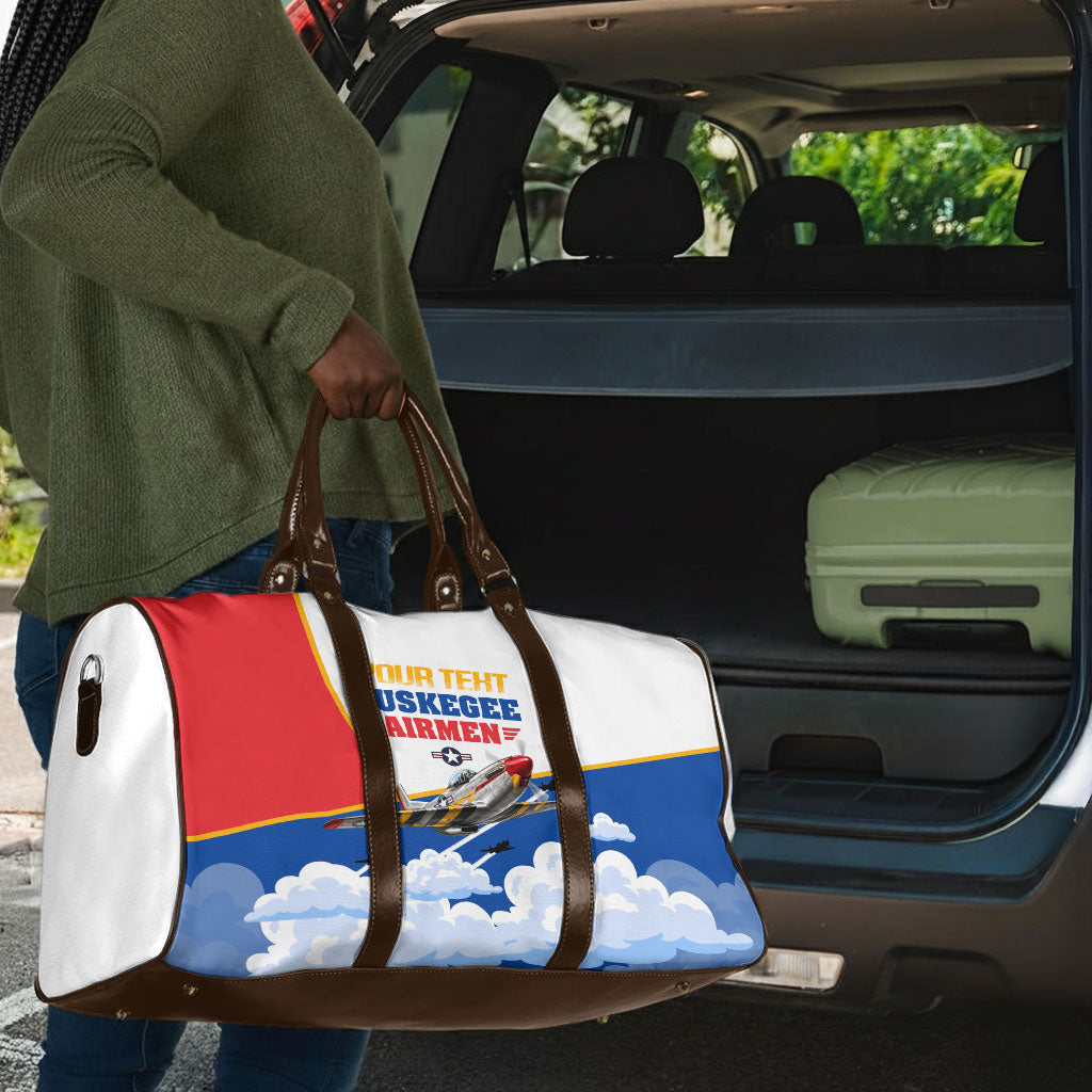 Personalized Tuskegee Airmen Travel Bag Expect To Win P-51 Mustang Patriotic Aviation Art