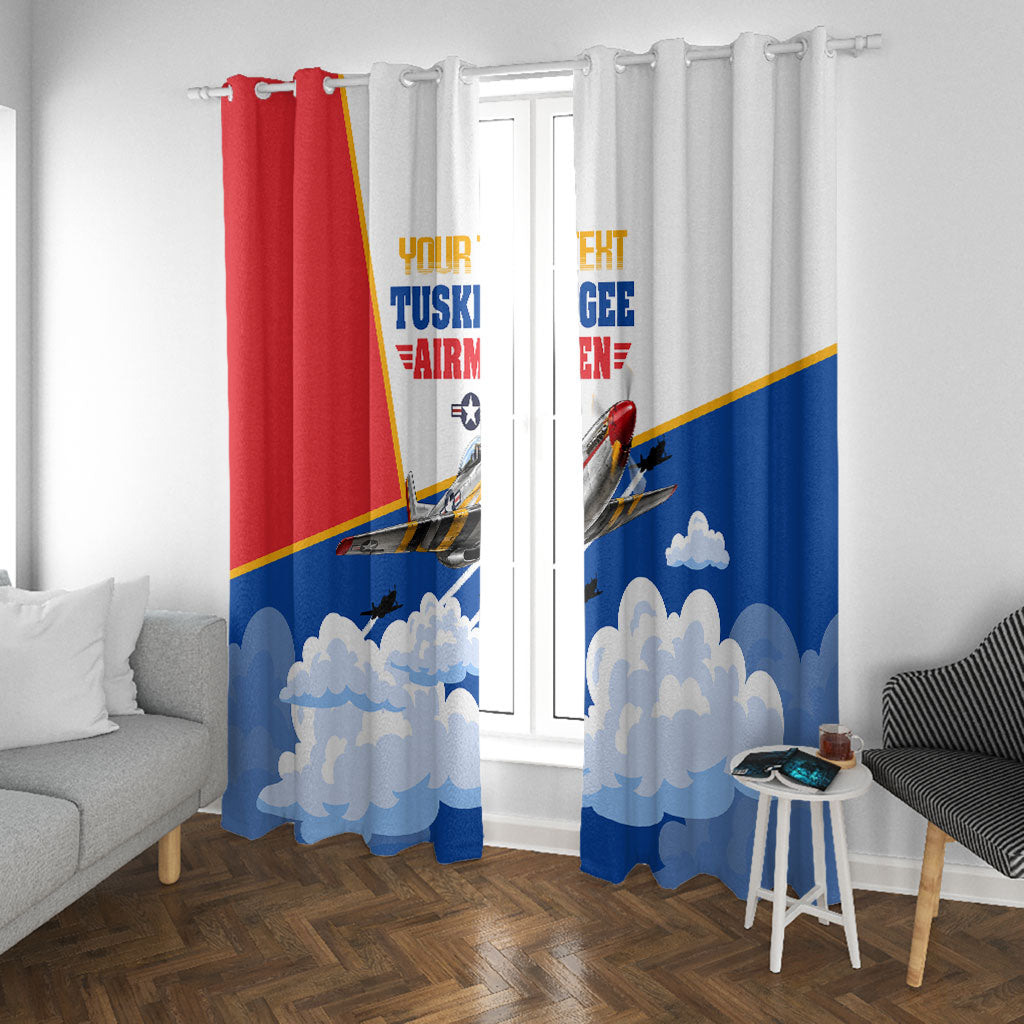 Personalized Tuskegee Airmen Window Curtain Expect To Win P-51 Mustang Patriotic Aviation Art