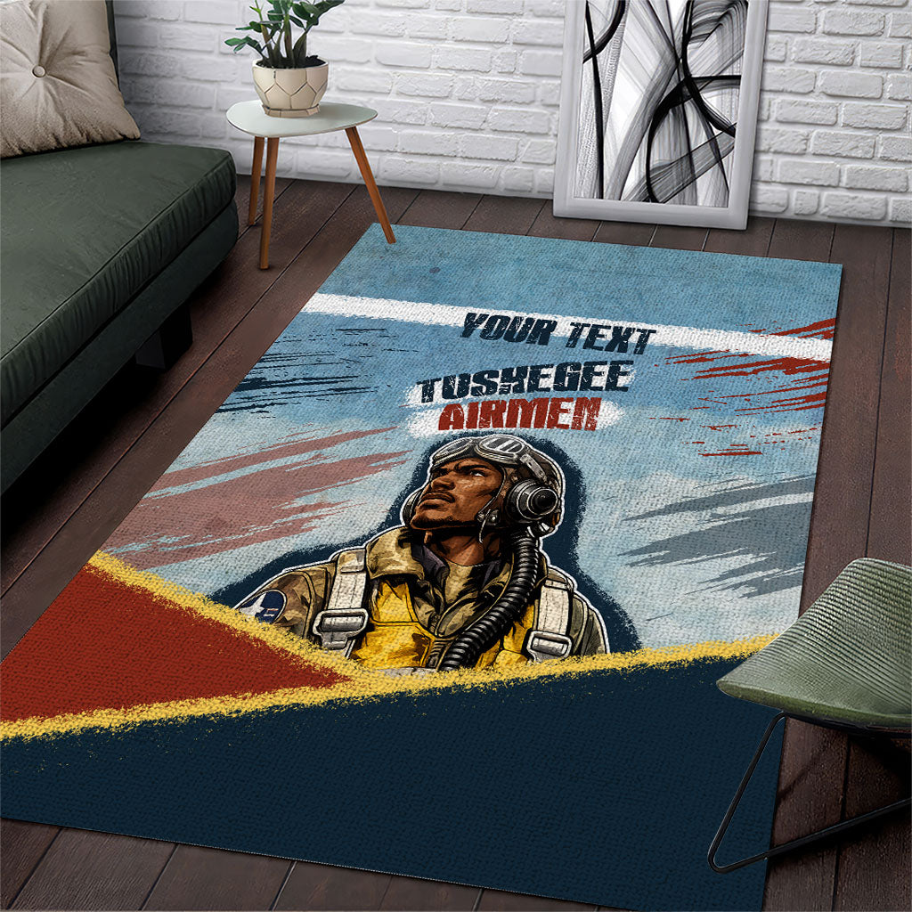 Personalized Tuskegee Airmen Area Rug Believe In Yourself Vintage WWII Military Aviation Art