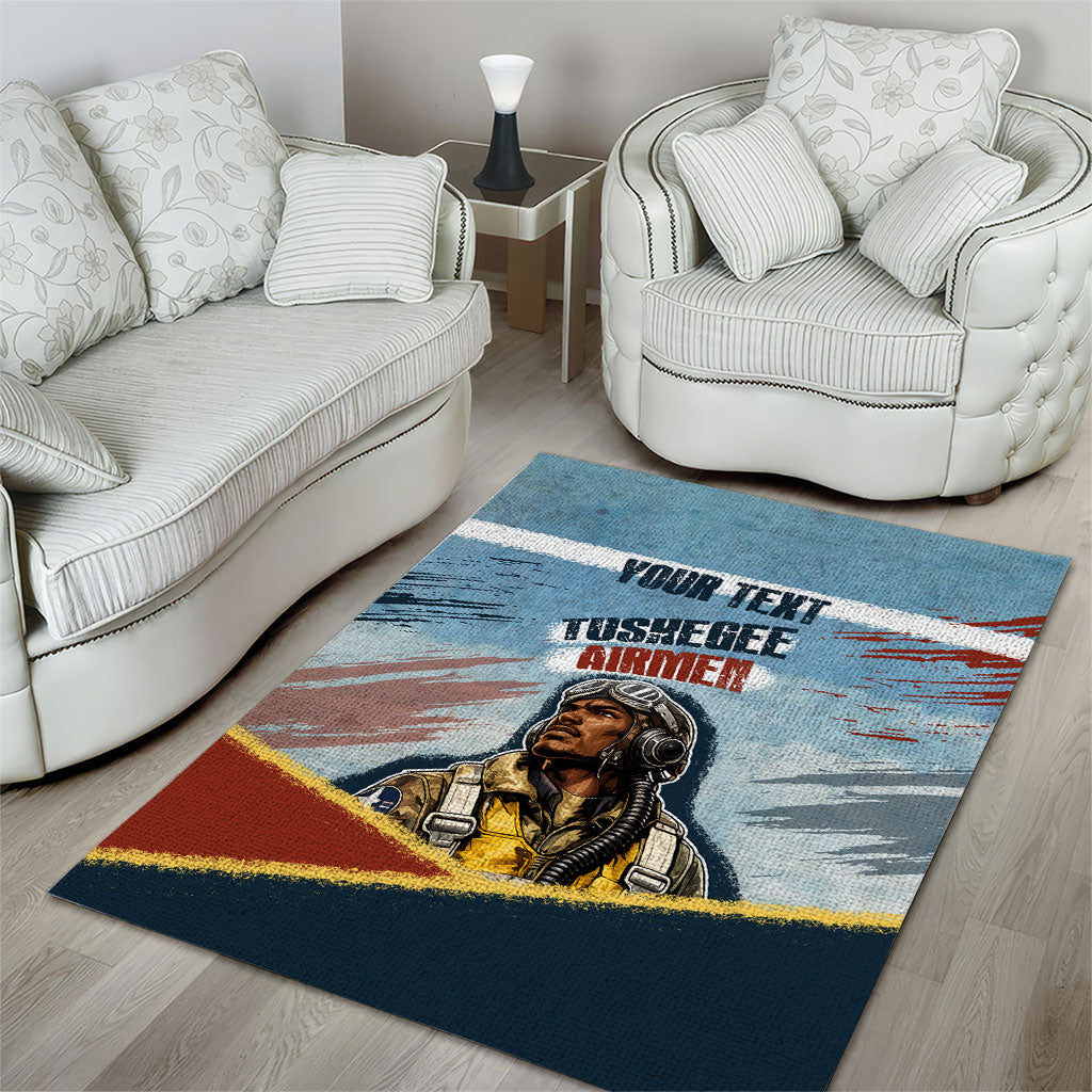 Personalized Tuskegee Airmen Area Rug Believe In Yourself Vintage WWII Military Aviation Art