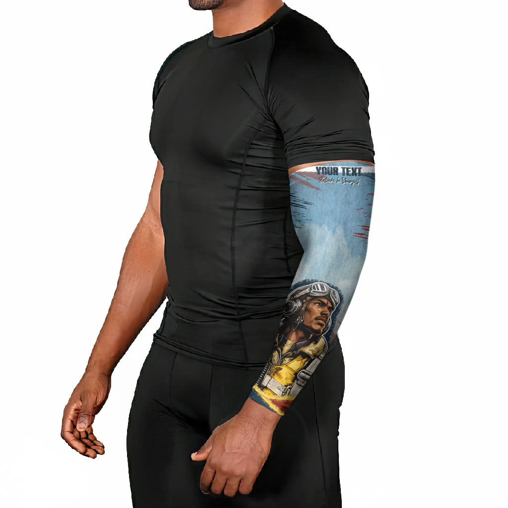 Personalized Tuskegee Airmen Arm Sleeves Believe In Yourself Vintage WWII Military Aviation Art