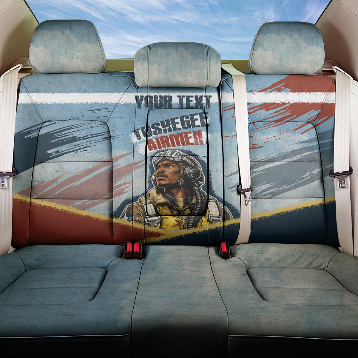 Personalized Tuskegee Airmen Back Car Seat Cover Believe In Yourself Vintage WWII Military Aviation Art