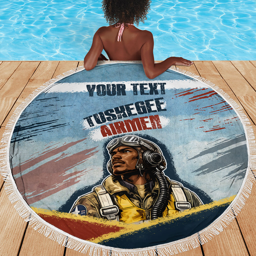 Personalized Tuskegee Airmen Beach Blanket Believe In Yourself Vintage WWII Military Aviation Art