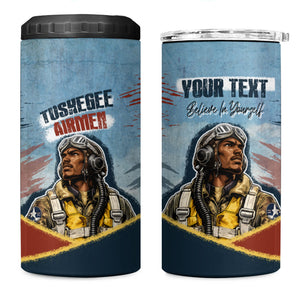 Personalized Tuskegee Airmen 4 in 1 Can Cooler Tumbler Believe In Yourself Vintage WWII Military Aviation Art