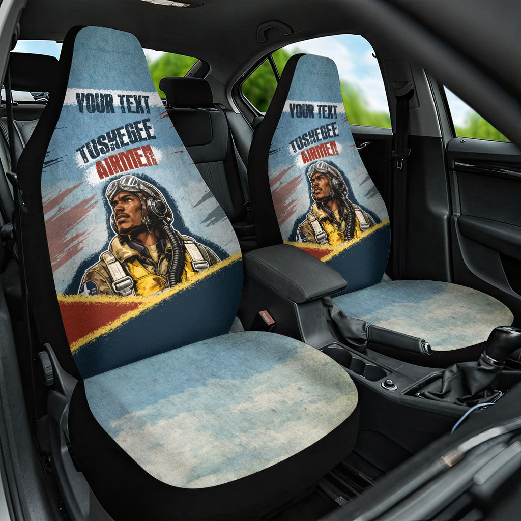 Personalized Tuskegee Airmen Car Seat Cover Believe In Yourself Vintage WWII Military Aviation Art