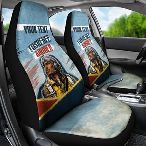 Personalized Tuskegee Airmen Car Seat Cover Believe In Yourself Vintage WWII Military Aviation Art