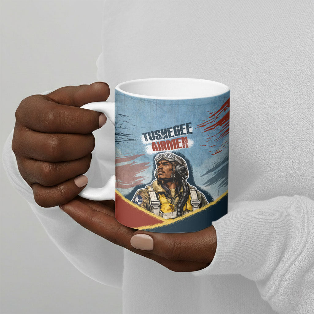 Personalized Tuskegee Airmen Ceramic Mug Believe In Yourself Vintage WWII Military Aviation Art