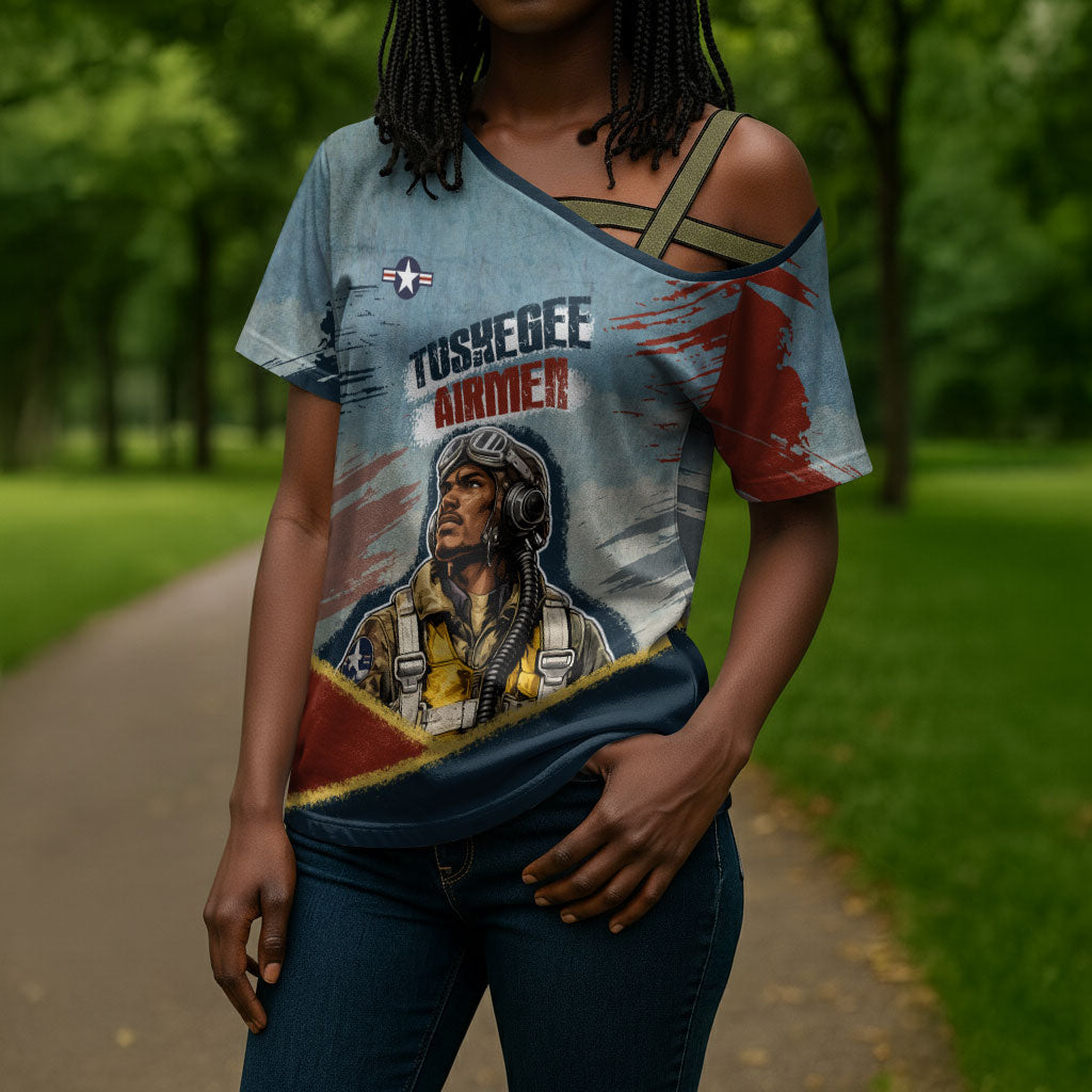 Personalized Tuskegee Airmen Cross Shoulder Shirt Believe In Yourself Vintage WWII Military Aviation Art