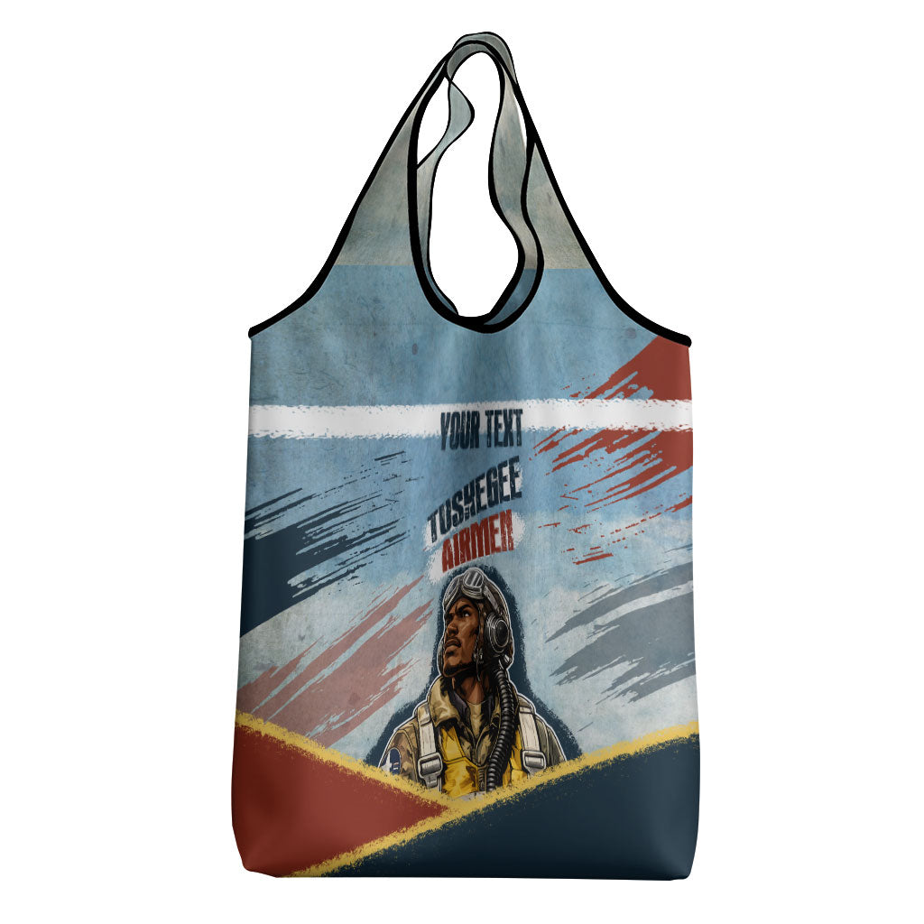 Personalized Tuskegee Airmen Grocery Bag Believe In Yourself Vintage WWII Military Aviation Art