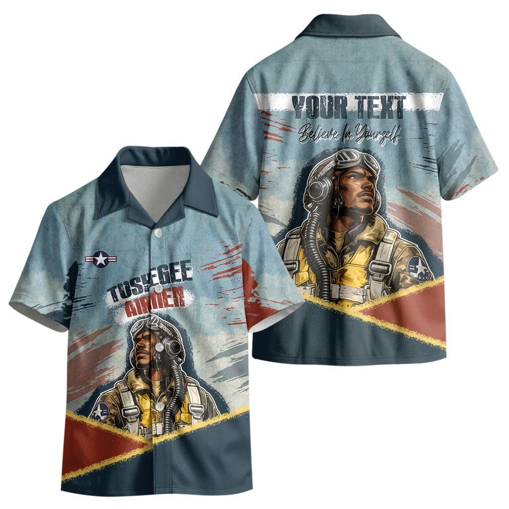 Personalized Tuskegee Airmen Kid Hawaiian Shirt Believe In Yourself Vintage WWII Military Aviation Art