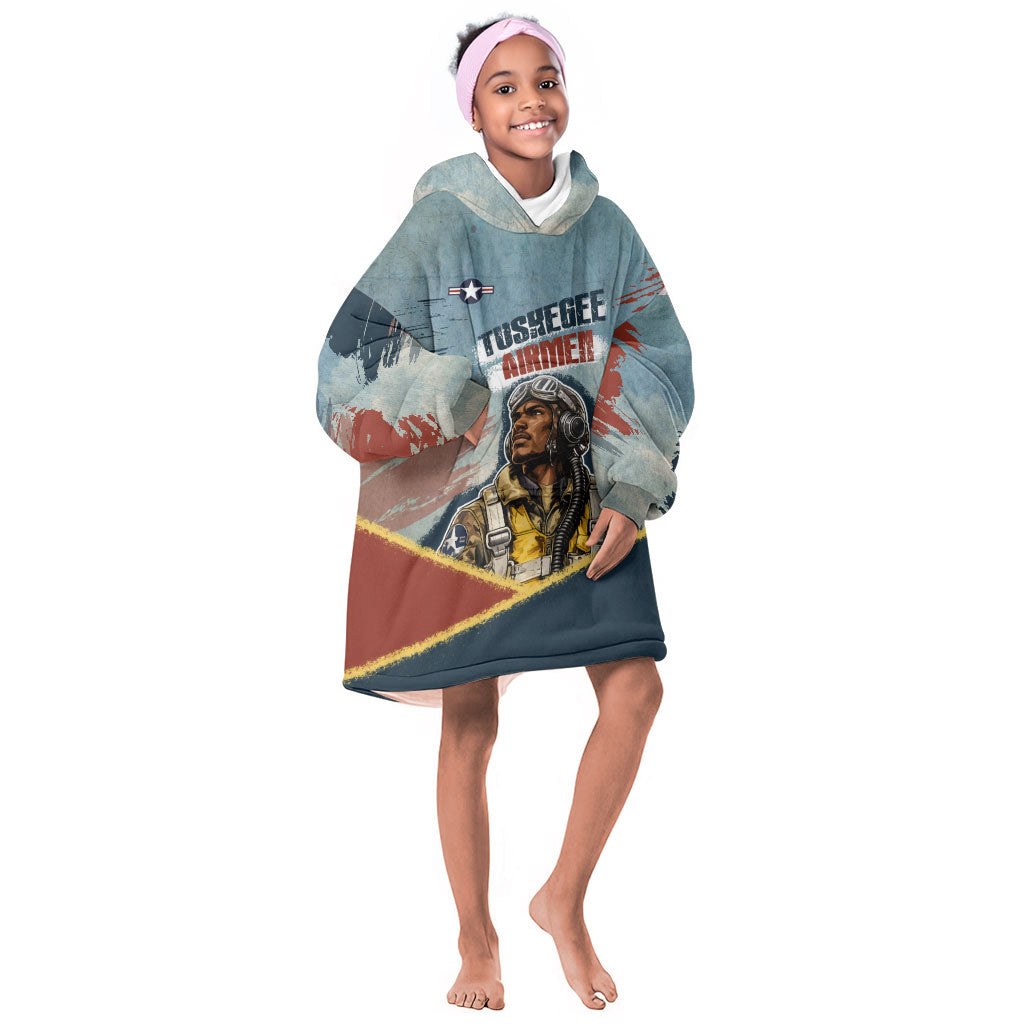 Personalized Tuskegee Airmen Kid Wearable Blanket Hoodie Believe In Yourself Vintage WWII Military Aviation Art