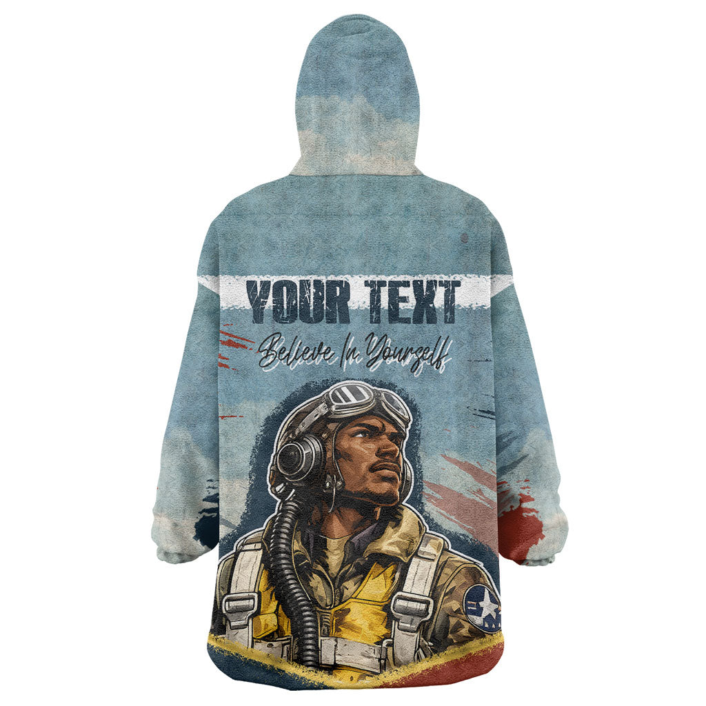 Personalized Tuskegee Airmen Kid Wearable Blanket Hoodie Believe In Yourself Vintage WWII Military Aviation Art