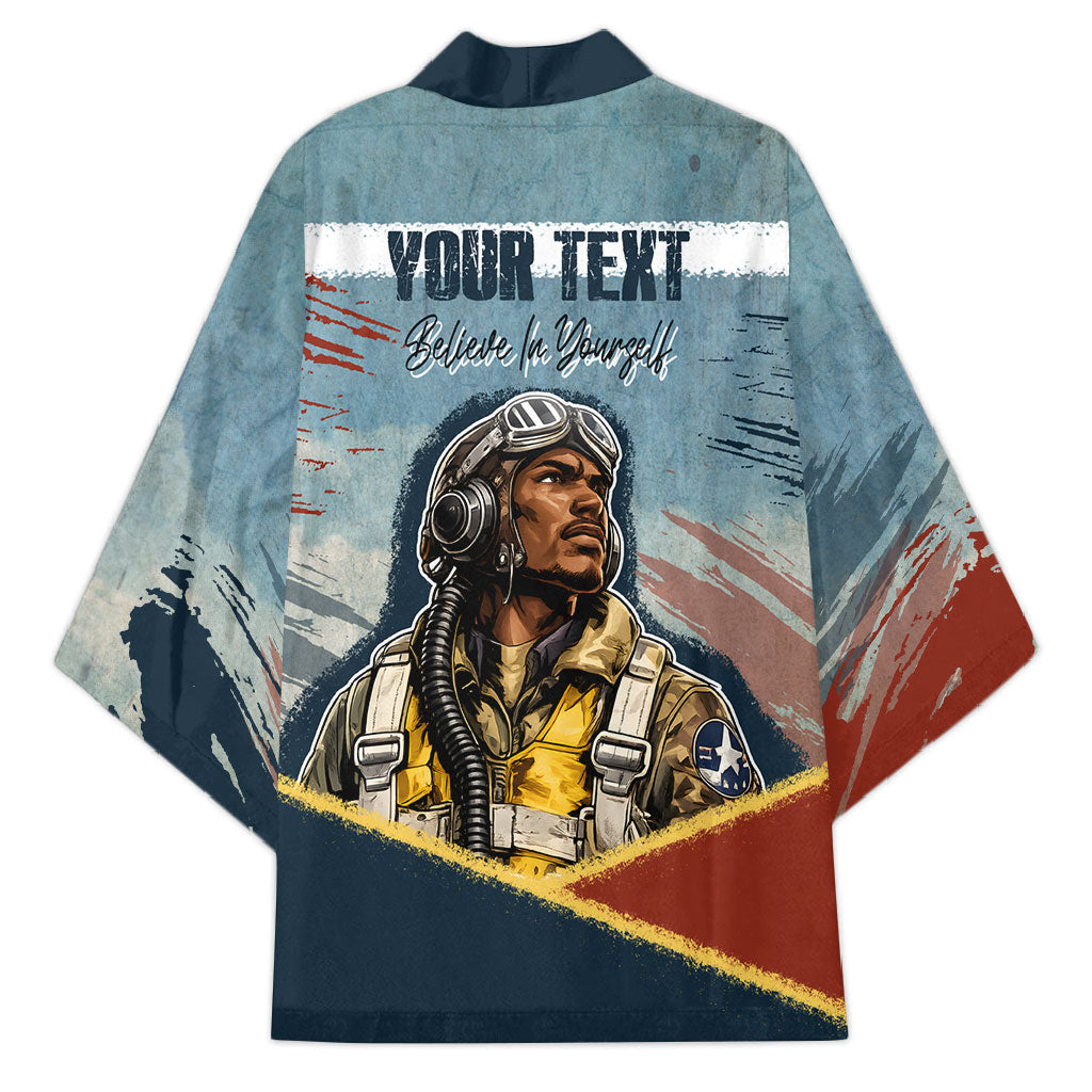 Personalized Tuskegee Airmen Kimono Believe In Yourself Vintage WWII Military Aviation Art