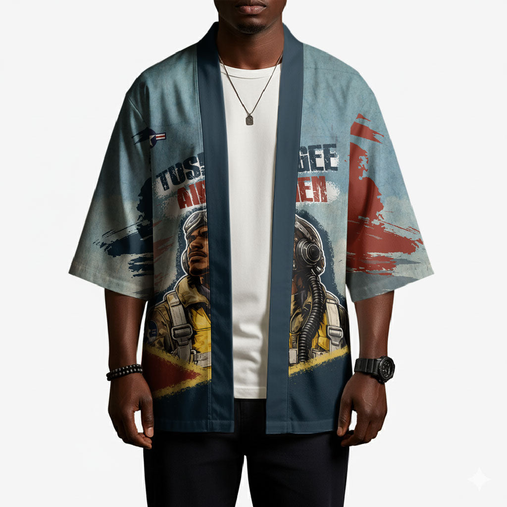 Personalized Tuskegee Airmen Kimono Believe In Yourself Vintage WWII Military Aviation Art