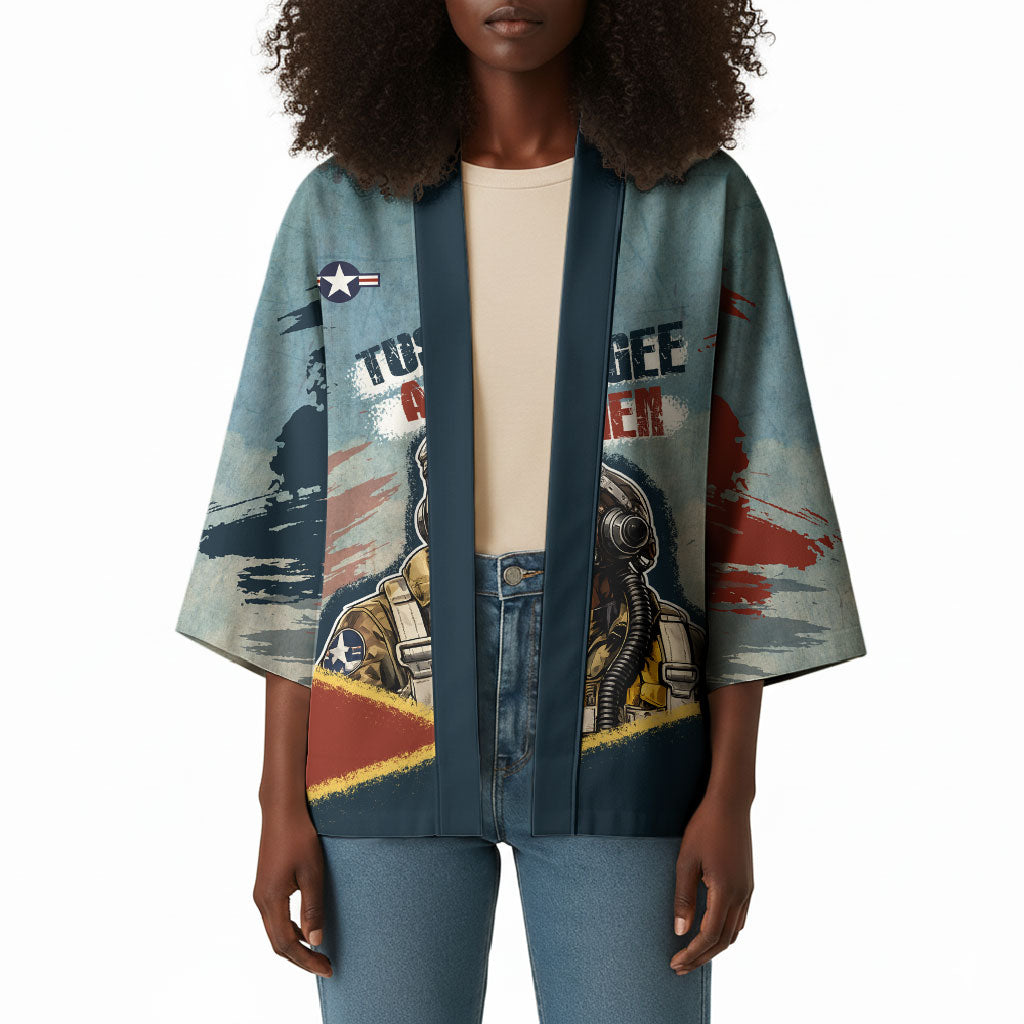 Personalized Tuskegee Airmen Kimono Believe In Yourself Vintage WWII Military Aviation Art