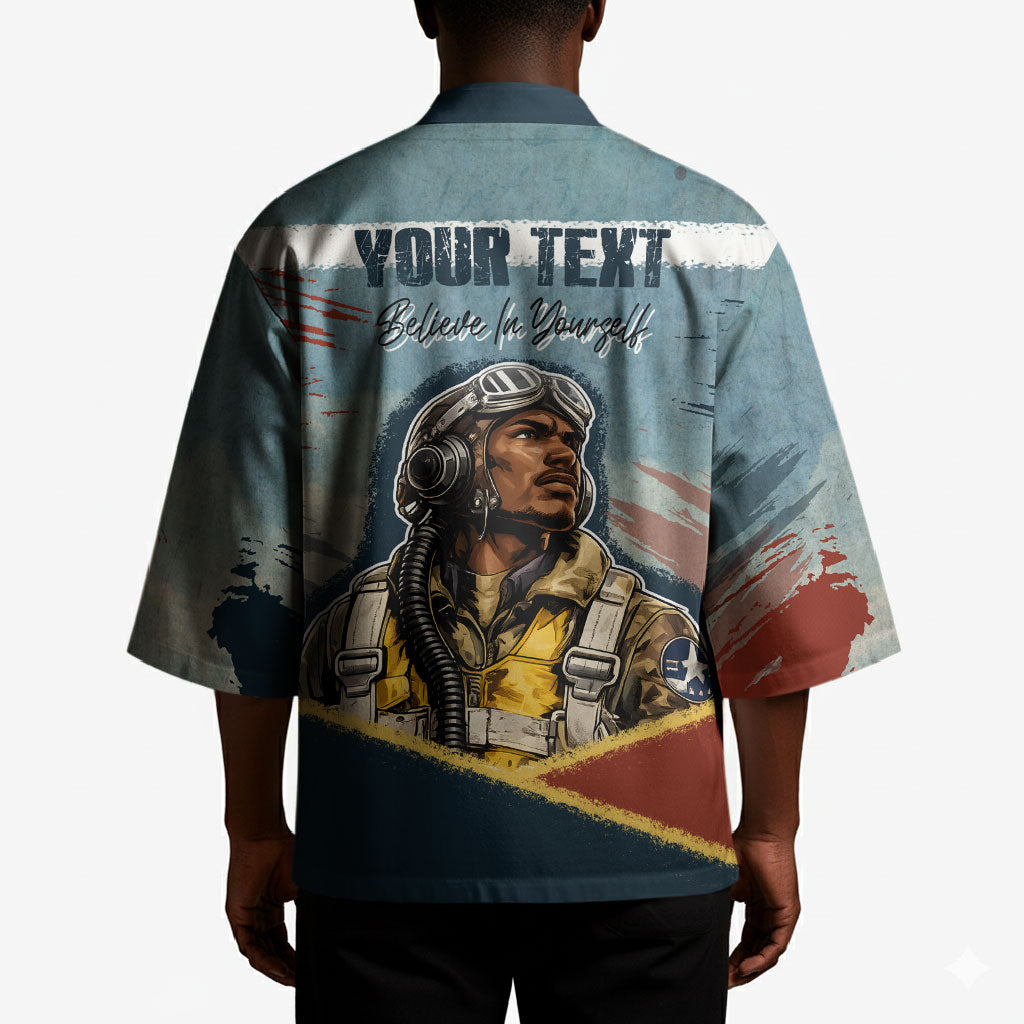 Personalized Tuskegee Airmen Kimono Believe In Yourself Vintage WWII Military Aviation Art
