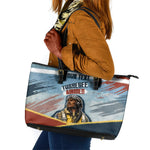 Personalized Tuskegee Airmen Leather Tote Bag Believe In Yourself Vintage WWII Military Aviation Art