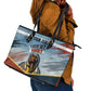 Personalized Tuskegee Airmen Leather Tote Bag Believe In Yourself Vintage WWII Military Aviation Art