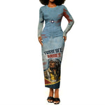 Personalized Tuskegee Airmen Long Sleeve Bodycon Dress Believe In Yourself Vintage WWII Military Aviation Art