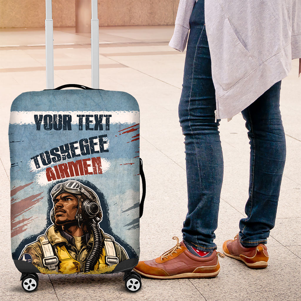 Personalized Tuskegee Airmen Luggage Cover Believe In Yourself Vintage WWII Military Aviation Art