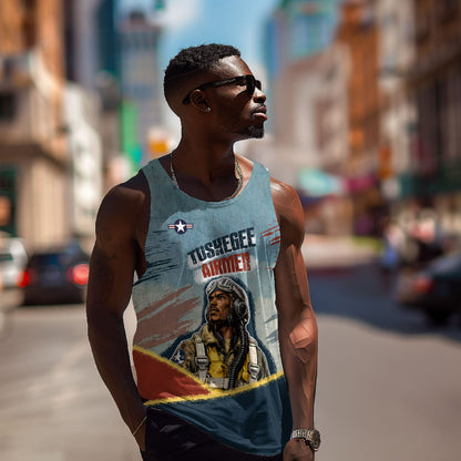 Personalized Tuskegee Airmen Men Tank Top Believe In Yourself Vintage WWII Military Aviation Art