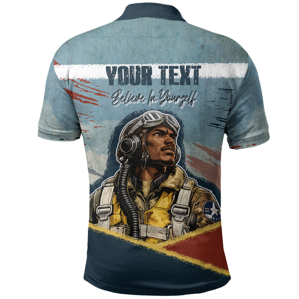 Personalized Tuskegee Airmen Polo Shirt Believe In Yourself Vintage WWII Military Aviation Art