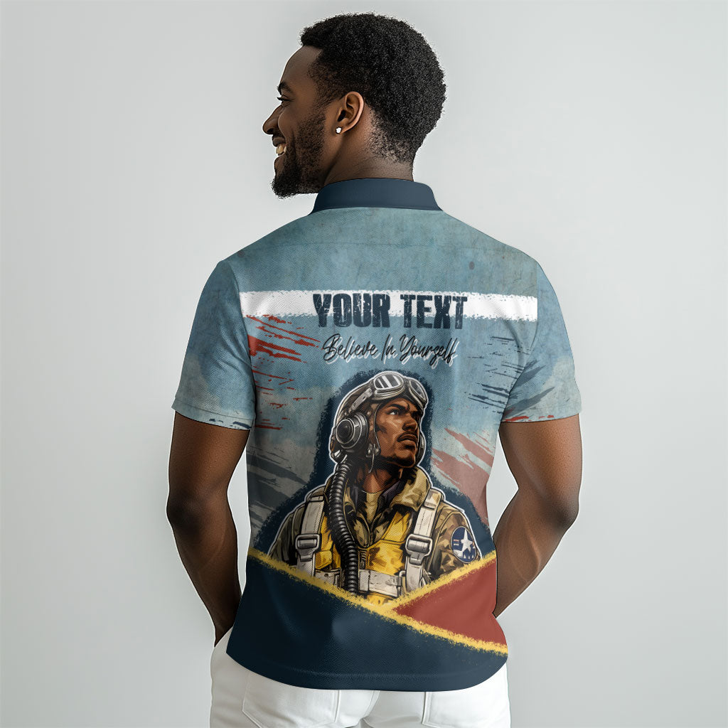 Personalized Tuskegee Airmen Polo Shirt Believe In Yourself Vintage WWII Military Aviation Art