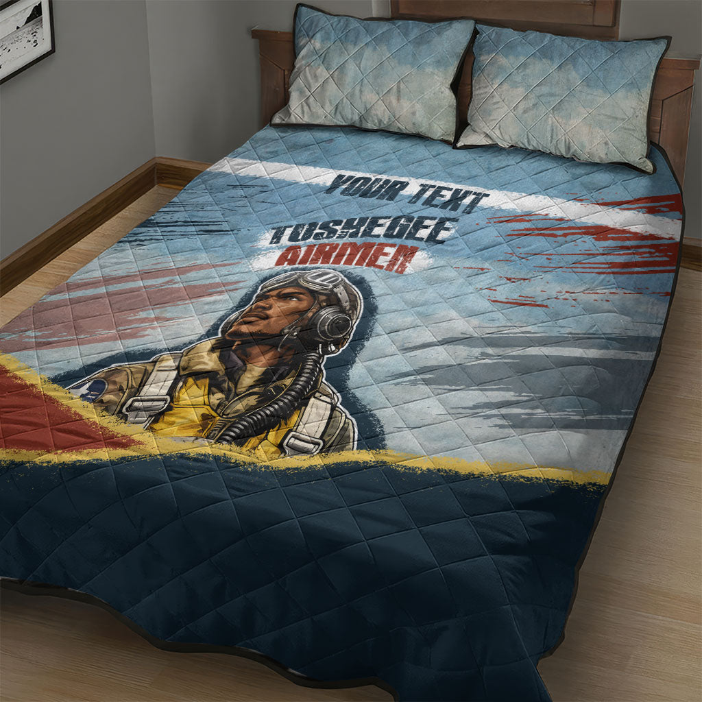 Personalized Tuskegee Airmen Quilt Bed Set Believe In Yourself Vintage WWII Military Aviation Art