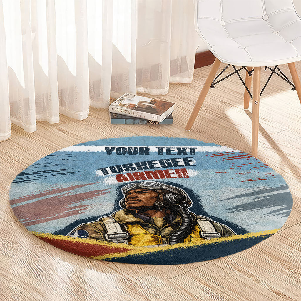 Personalized Tuskegee Airmen Round Carpet Believe In Yourself Vintage WWII Military Aviation Art
