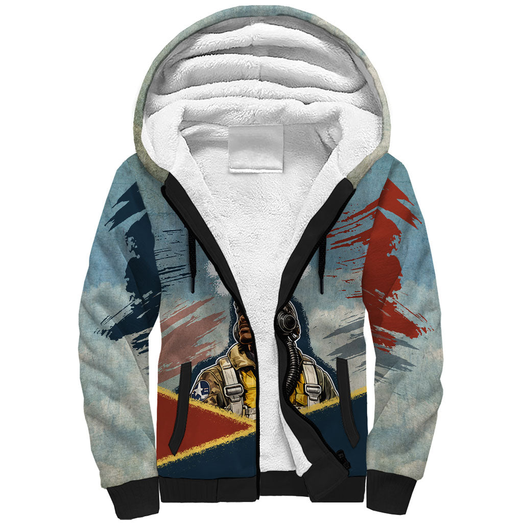 Personalized Tuskegee Airmen Sherpa Hoodie Believe In Yourself Vintage WWII Military Aviation Art