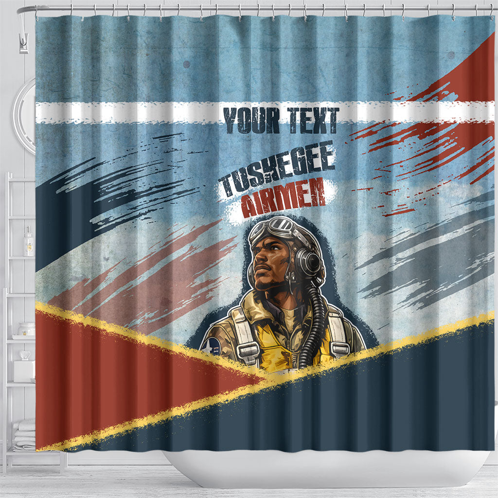 Personalized Tuskegee Airmen Shower Curtain Believe In Yourself Vintage WWII Military Aviation Art