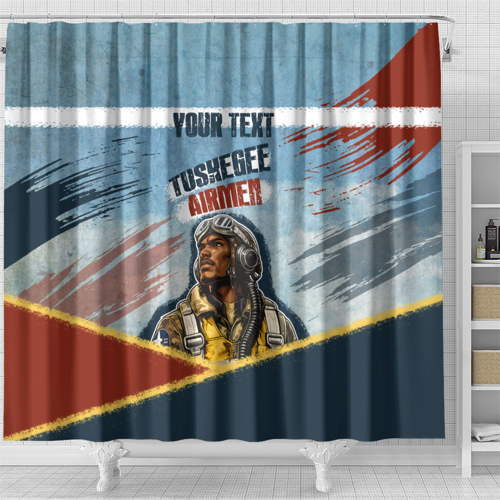Personalized Tuskegee Airmen Shower Curtain Believe In Yourself Vintage WWII Military Aviation Art