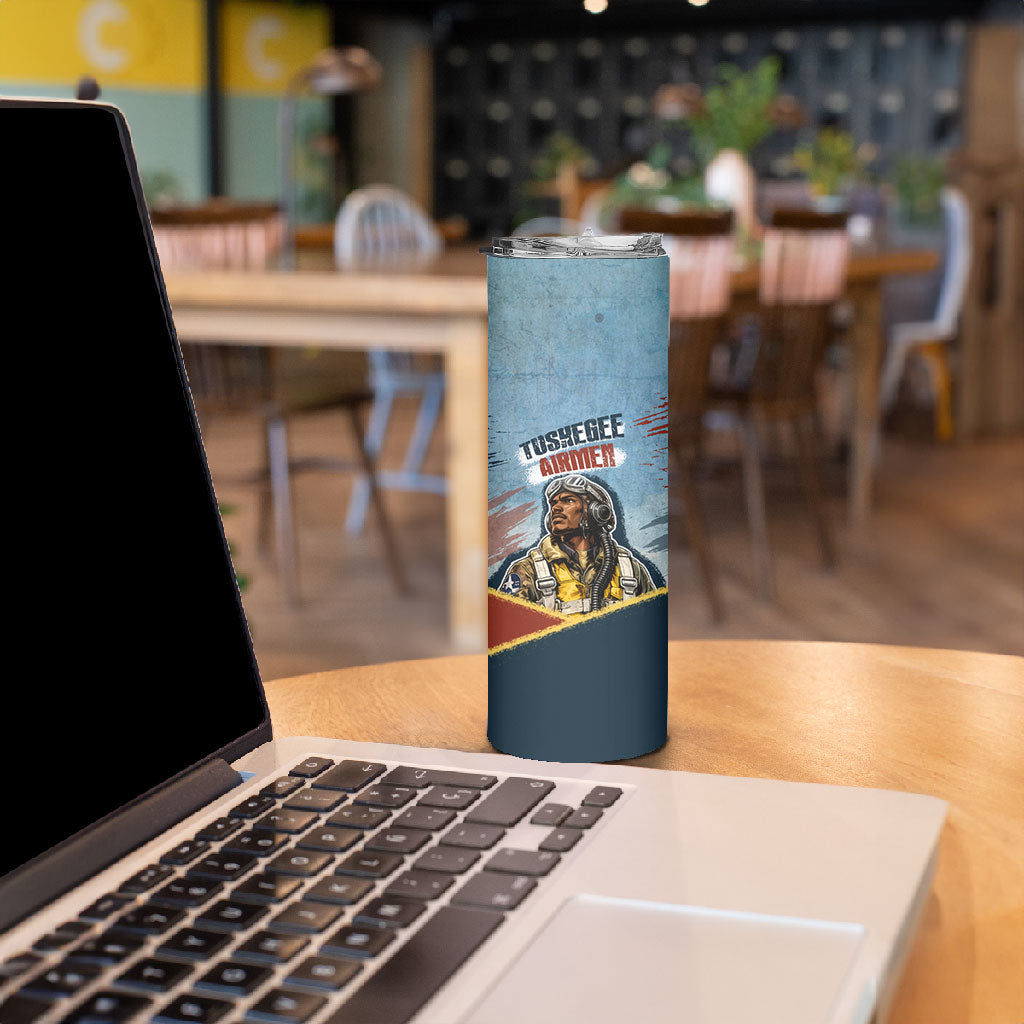 Personalized Tuskegee Airmen Skinny Tumbler Believe In Yourself Vintage WWII Military Aviation Art