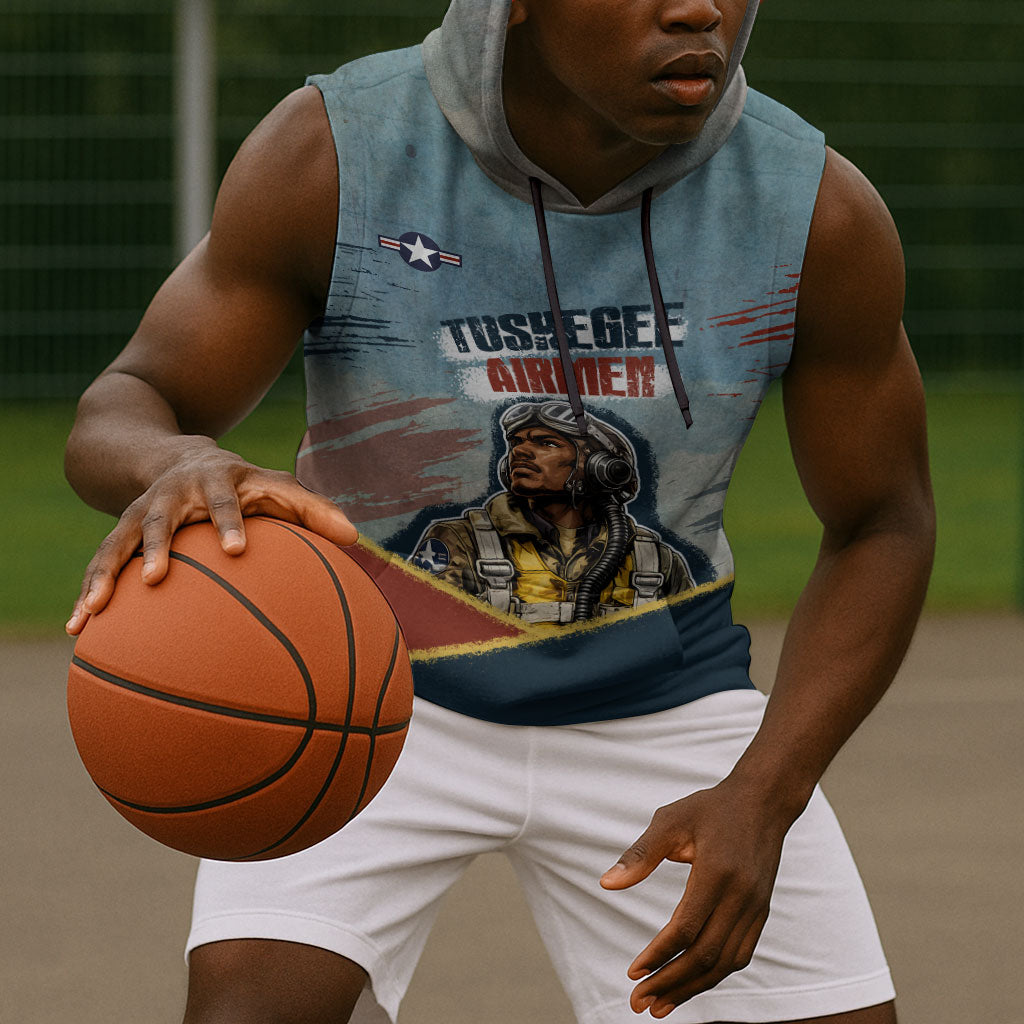 Personalized Tuskegee Airmen Sleeveless Hoodie Believe In Yourself Vintage WWII Military Aviation Art