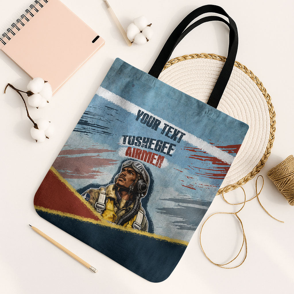 Personalized Tuskegee Airmen Tote Bag Believe In Yourself Vintage WWII Military Aviation Art