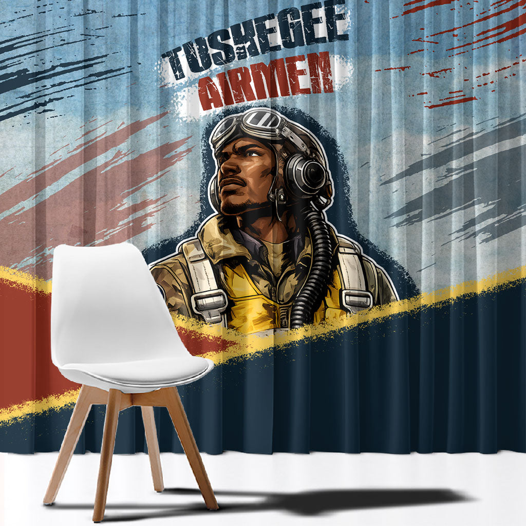 Personalized Tuskegee Airmen Window Curtain Believe In Yourself Vintage WWII Military Aviation Art