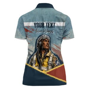 Personalized Tuskegee Airmen Women Polo Shirt Believe In Yourself Vintage WWII Military Aviation Art