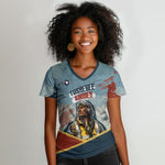 Personalized Tuskegee Airmen Women V-Neck T-Shirt Believe In Yourself Vintage WWII Military Aviation Art
