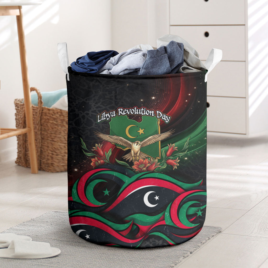 Libya Revolution Day Laundry Basket Flying Eagle Libyan Coat Of Arms Map - Land Of Resilience And Pride