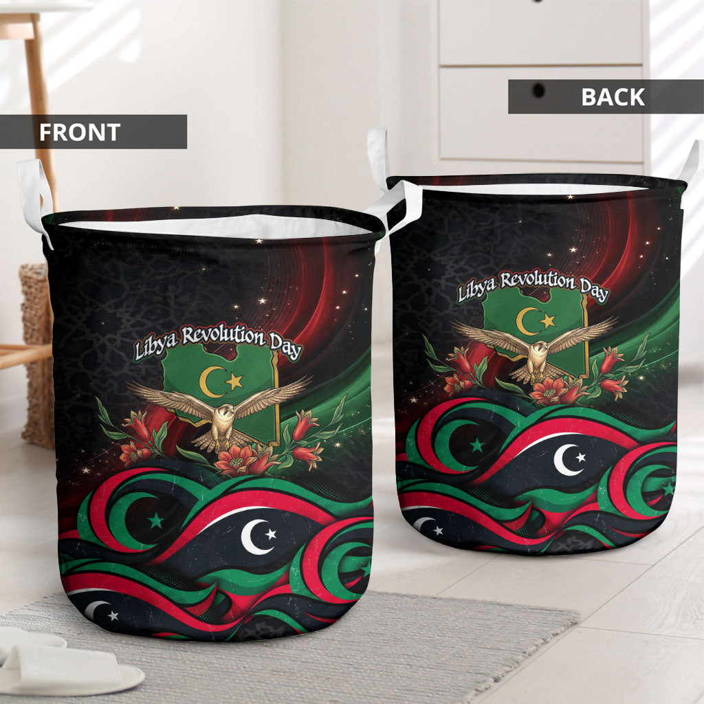 Libya Revolution Day Laundry Basket Flying Eagle Libyan Coat Of Arms Map - Land Of Resilience And Pride