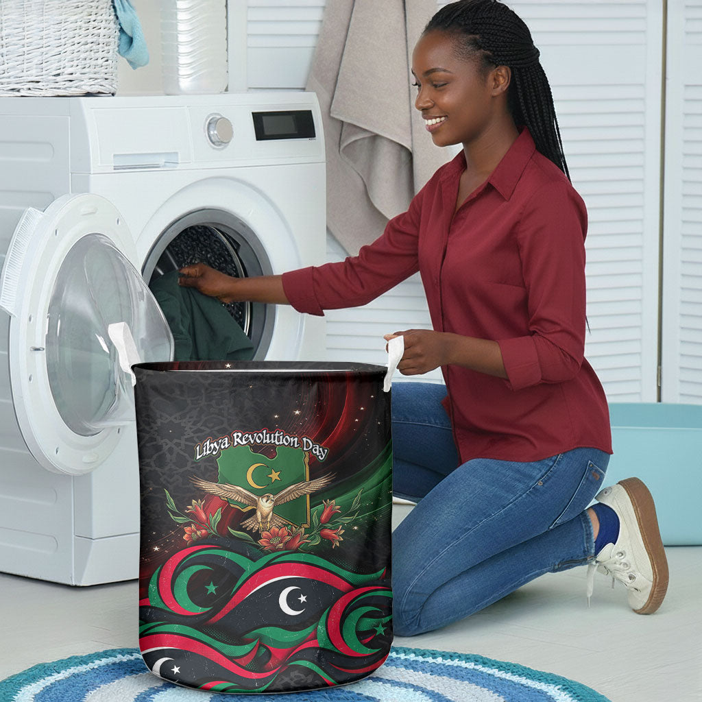 Libya Revolution Day Laundry Basket Flying Eagle Libyan Coat Of Arms Map - Land Of Resilience And Pride