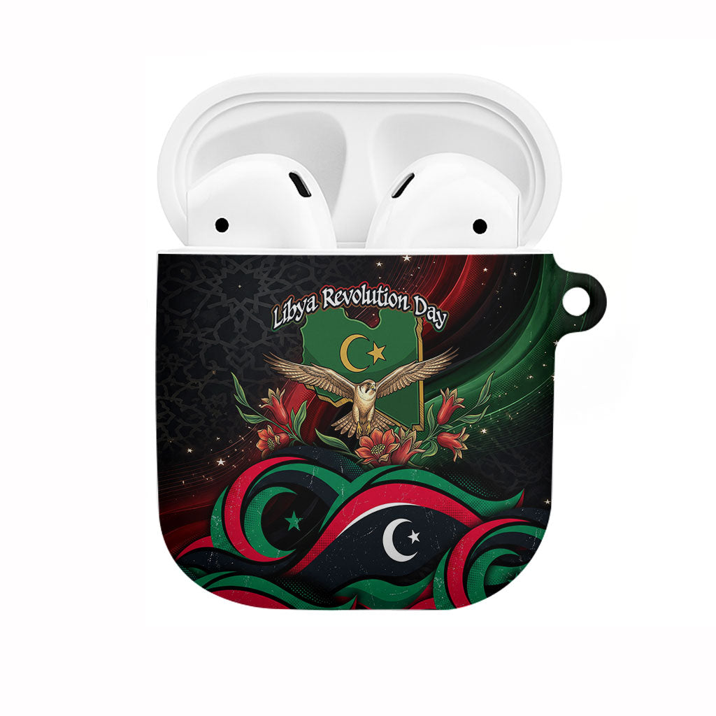 Libya Revolution Day AirPods Case Flying Eagle Libyan Coat Of Arms Map - Land Of Resilience And Pride