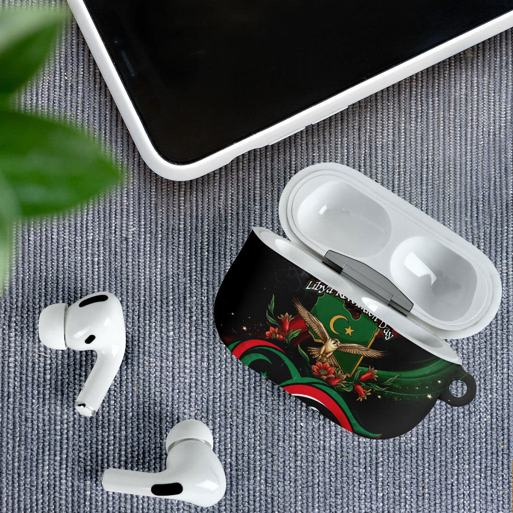 Libya Revolution Day AirPods Case Flying Eagle Libyan Coat Of Arms Map - Land Of Resilience And Pride